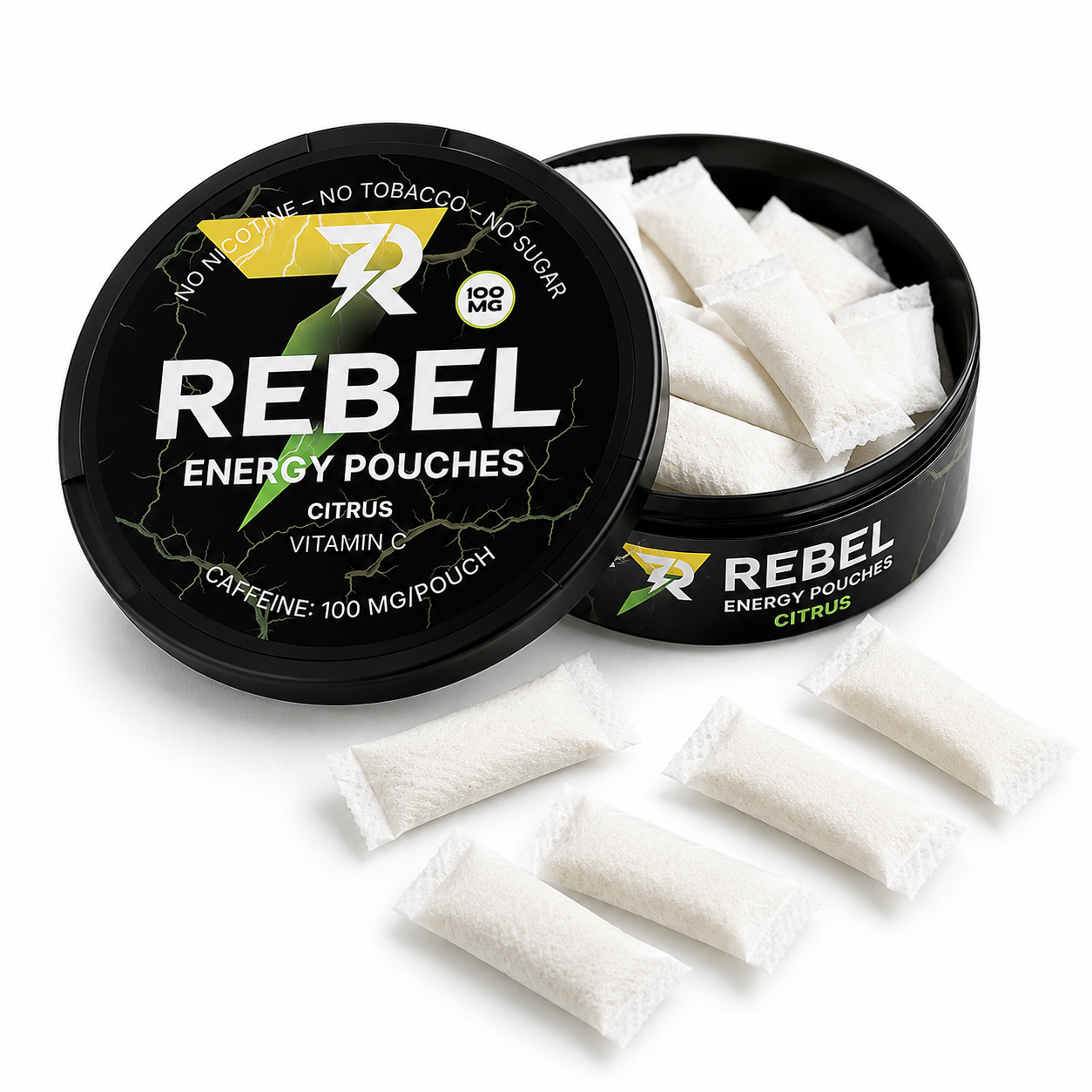 REBEL ENERGY Citrus Pouches – Nikotinfreie Energy Beutel | Citrus Geschmack